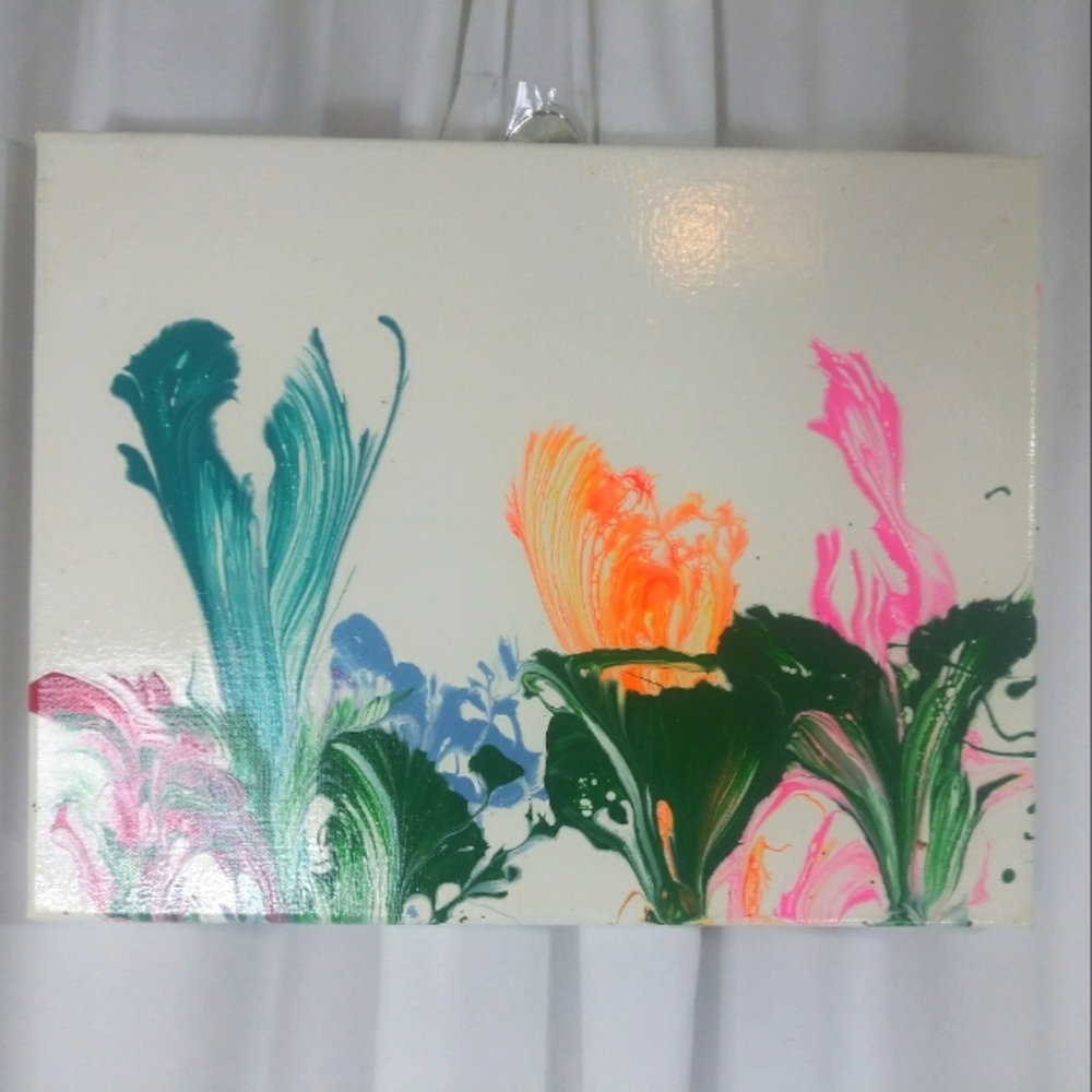 11”x 14" Abstract Floral Acrylic Painting on Stretched Canvas